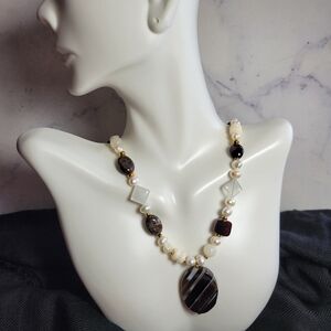 Handmade gemstone and gold necklace